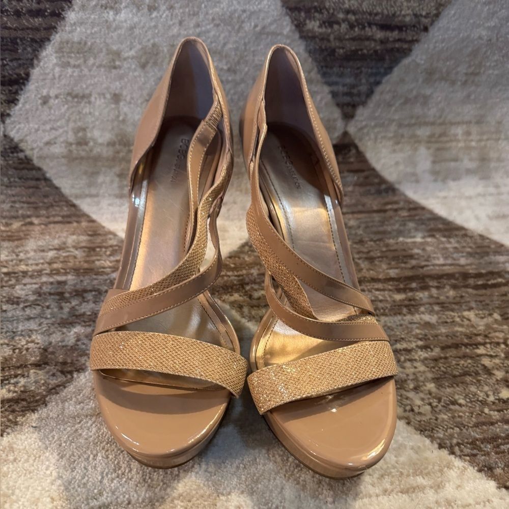 BCBGeneration Nude Heels Platform Size 11 Strappy 5” Stiletto Wedding Prom